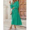 imageZESICA Womens Casual Long Sleeve Crew Neck High Waist Smocked Flowy Tiered Midi DressGreen