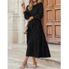 imageZESICA Womens Casual Long Sleeve Crew Neck High Waist Smocked Flowy Tiered Midi DressPureblack