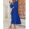 imageZESICA Womens Casual Long Sleeve Crew Neck High Waist Smocked Flowy Tiered Midi DressRoyalblue