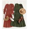 imageZESICA Womens Casual Long Sleeve Crew Neck High Waist Smocked Flowy Tiered Midi DressRust