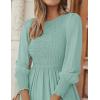 imageZESICA Womens Casual Long Sleeve Crew Neck High Waist Smocked Flowy Tiered Midi DressSage