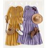 imageZESICA Womens Casual Long Sleeve Crew Neck High Waist Smocked Flowy Tiered Midi DressViolet