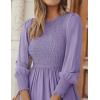 imageZESICA Womens Casual Long Sleeve Crew Neck High Waist Smocked Flowy Tiered Midi DressViolet
