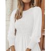 imageZESICA Womens Casual Long Sleeve Crew Neck High Waist Smocked Flowy Tiered Midi DressWhite