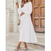 imageZESICA Womens Casual Long Sleeve Crew Neck High Waist Smocked Flowy Tiered Midi DressWhite