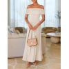 imageZESICA Womens Off The Shoulder Maxi Dress 2025 Summer Sleeveless Casual Slim Swing Pleated Formal Party DressesApricot