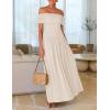 imageZESICA Womens Off The Shoulder Maxi Dress 2025 Summer Sleeveless Casual Slim Swing Pleated Formal Party DressesApricot