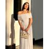imageZESICA Womens Off The Shoulder Maxi Dress 2025 Summer Sleeveless Casual Slim Swing Pleated Formal Party DressesApricot