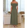 imageZESICA Womens Off The Shoulder Maxi Dress 2025 Summer Sleeveless Casual Slim Swing Pleated Formal Party DressesArmy Green