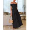 imageZESICA Womens Off The Shoulder Maxi Dress 2025 Summer Sleeveless Casual Slim Swing Pleated Formal Party DressesBlack