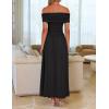 imageZESICA Womens Off The Shoulder Maxi Dress 2025 Summer Sleeveless Casual Slim Swing Pleated Formal Party DressesBlack