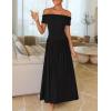imageZESICA Womens Off The Shoulder Maxi Dress 2025 Summer Sleeveless Casual Slim Swing Pleated Formal Party DressesBlack