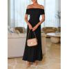 imageZESICA Womens Off The Shoulder Maxi Dress 2025 Summer Sleeveless Casual Slim Swing Pleated Formal Party DressesBlack