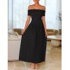 imageZESICA Womens Off The Shoulder Maxi Dress 2025 Summer Sleeveless Casual Slim Swing Pleated Formal Party DressesBlack