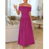 imageZESICA Womens Off The Shoulder Maxi Dress 2025 Summer Sleeveless Casual Slim Swing Pleated Formal Party DressesDragon Fruit