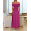imageZESICA Womens Off The Shoulder Maxi Dress 2025 Summer Sleeveless Casual Slim Swing Pleated Formal Party DressesDragon Fruit
