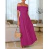 imageZESICA Womens Off The Shoulder Maxi Dress 2025 Summer Sleeveless Casual Slim Swing Pleated Formal Party DressesDragon Fruit