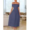 imageZESICA Womens Off The Shoulder Maxi Dress 2025 Summer Sleeveless Casual Slim Swing Pleated Formal Party DressesDusty Blue