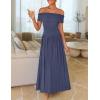 imageZESICA Womens Off The Shoulder Maxi Dress 2025 Summer Sleeveless Casual Slim Swing Pleated Formal Party DressesDusty Blue