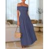 imageZESICA Womens Off The Shoulder Maxi Dress 2025 Summer Sleeveless Casual Slim Swing Pleated Formal Party DressesDusty Blue