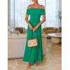 imageZESICA Womens Off The Shoulder Maxi Dress 2025 Summer Sleeveless Casual Slim Swing Pleated Formal Party DressesGreen