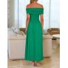 imageZESICA Womens Off The Shoulder Maxi Dress 2025 Summer Sleeveless Casual Slim Swing Pleated Formal Party DressesGreen