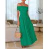 imageZESICA Womens Off The Shoulder Maxi Dress 2025 Summer Sleeveless Casual Slim Swing Pleated Formal Party DressesGreen