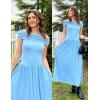 imageZESICA Womens Off The Shoulder Maxi Dress 2025 Summer Sleeveless Casual Slim Swing Pleated Formal Party DressesLight Blue