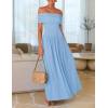 imageZESICA Womens Off The Shoulder Maxi Dress 2025 Summer Sleeveless Casual Slim Swing Pleated Formal Party DressesLight Blue