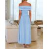 imageZESICA Womens Off The Shoulder Maxi Dress 2025 Summer Sleeveless Casual Slim Swing Pleated Formal Party DressesLight Blue