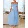 imageZESICA Womens Off The Shoulder Maxi Dress 2025 Summer Sleeveless Casual Slim Swing Pleated Formal Party DressesLight Blue