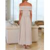 imageZESICA Womens Off The Shoulder Maxi Dress 2025 Summer Sleeveless Casual Slim Swing Pleated Formal Party DressesLight Khaki