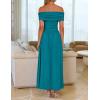 imageZESICA Womens Off The Shoulder Maxi Dress 2025 Summer Sleeveless Casual Slim Swing Pleated Formal Party DressesPeacock Blue