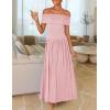 imageZESICA Womens Off The Shoulder Maxi Dress 2025 Summer Sleeveless Casual Slim Swing Pleated Formal Party DressesPink