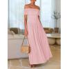 imageZESICA Womens Off The Shoulder Maxi Dress 2025 Summer Sleeveless Casual Slim Swing Pleated Formal Party DressesPink