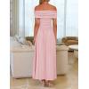 imageZESICA Womens Off The Shoulder Maxi Dress 2025 Summer Sleeveless Casual Slim Swing Pleated Formal Party DressesPink