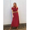imageZESICA Womens Off The Shoulder Maxi Dress 2025 Summer Sleeveless Casual Slim Swing Pleated Formal Party DressesRed