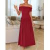 imageZESICA Womens Off The Shoulder Maxi Dress 2025 Summer Sleeveless Casual Slim Swing Pleated Formal Party DressesRed