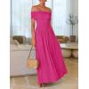 imageZESICA Womens Off The Shoulder Maxi Dress 2025 Summer Sleeveless Casual Slim Swing Pleated Formal Party DressesRose