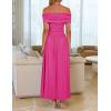 imageZESICA Womens Off The Shoulder Maxi Dress 2025 Summer Sleeveless Casual Slim Swing Pleated Formal Party DressesRose