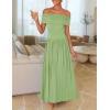 imageZESICA Womens Off The Shoulder Maxi Dress 2025 Summer Sleeveless Casual Slim Swing Pleated Formal Party DressesSage