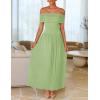 imageZESICA Womens Off The Shoulder Maxi Dress 2025 Summer Sleeveless Casual Slim Swing Pleated Formal Party DressesSage
