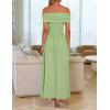 imageZESICA Womens Off The Shoulder Maxi Dress 2025 Summer Sleeveless Casual Slim Swing Pleated Formal Party DressesSage