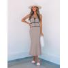 imageZESICA Womens Summer Strapless Bodycon Midi Dress 2025 Off Shoulder Ribbed Knit Cocktail Party Long DressesKhaki