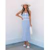 imageZESICA Womens Summer Strapless Bodycon Midi Dress 2025 Off Shoulder Ribbed Knit Cocktail Party Long DressesLightblue