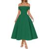 imageZESICA Cocktail Dresses for Womens Elegant Off Shoulder Short Sleeve Swing A Line Wedding Evening Party Midi DressGreen