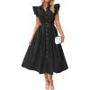 imageZESICA Womens 2025 Summer Boho Button Midi Dresses Casual V Neck Flutter Sleeve Belted Long Dresses with PocketsBlack
