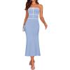 imageZESICA Womens Summer Strapless Bodycon Midi Dress 2025 Off Shoulder Ribbed Knit Cocktail Party Long DressesLightblue