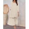 imageZESICA Womens 2025 Boho Long Sleeve Square Neck Smocked High Waist Flowy A Line Lace Trim Maxi DressApricot