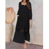 imageZESICA Womens 2025 Boho Long Sleeve Square Neck Smocked High Waist Flowy A Line Lace Trim Maxi DressBlack